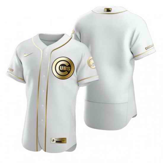 Chicago Cubs Blank White Nike Mens Authentic Golden Edition MLB Jersey